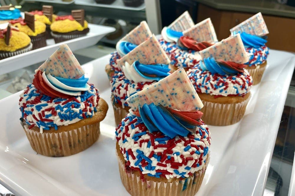 Red, white and blue cupcakes