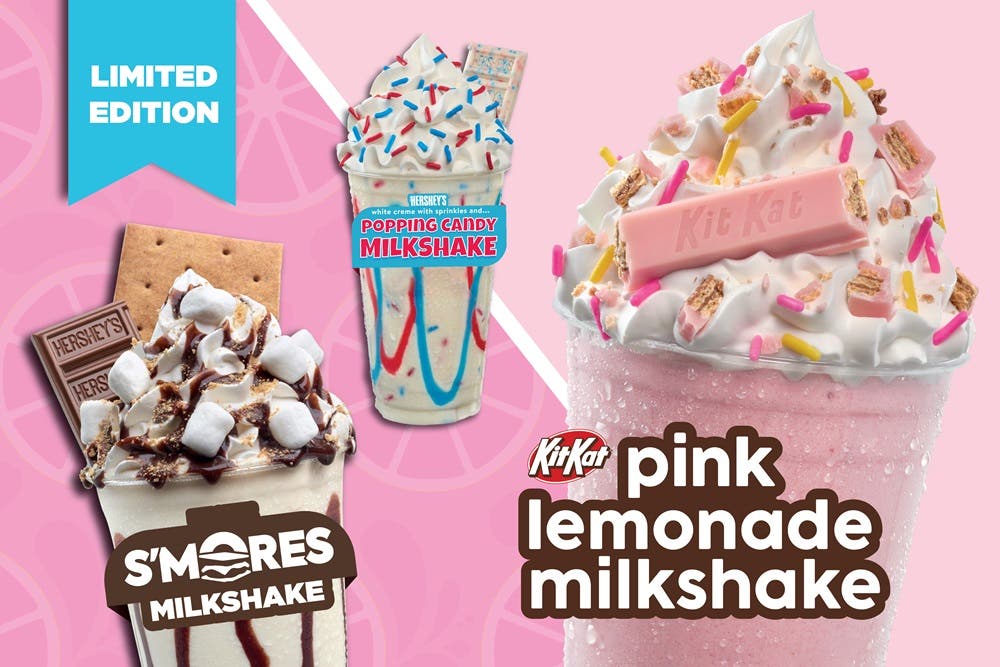 HERSHEY'S Popping Candy, KIT KAT Pink Lemonade & S'mores Milkshakes